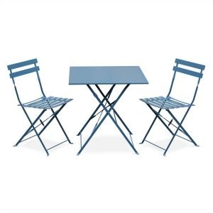 Table bistro bleue carrée 2 personnes