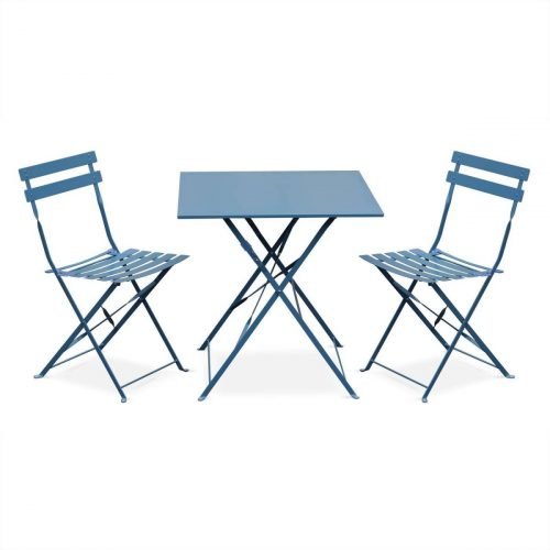 Table bistro bleue carrée 2 personnes
