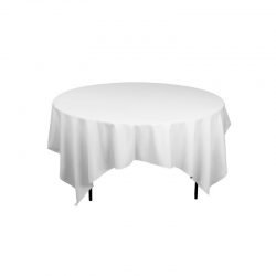 Nappe en location pour table ronde 10 personnes : nappe blanche 240 x 240 cm