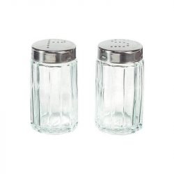 Salière et poivrier en location (matière verre et inox)